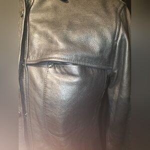 DL1961 Classic Black Sheepskin Leather fitted western style Button-Front Shirt